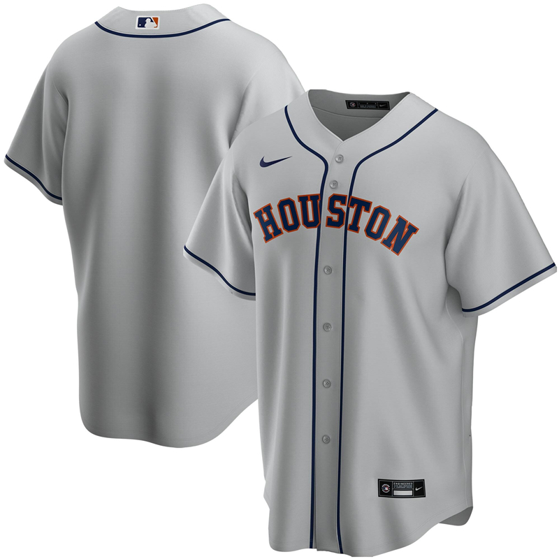 2020 MLB Men Houston Astros Nike Gray Road 2020 Replica Team Jersey 1->customized mlb jersey->Custom Jersey
